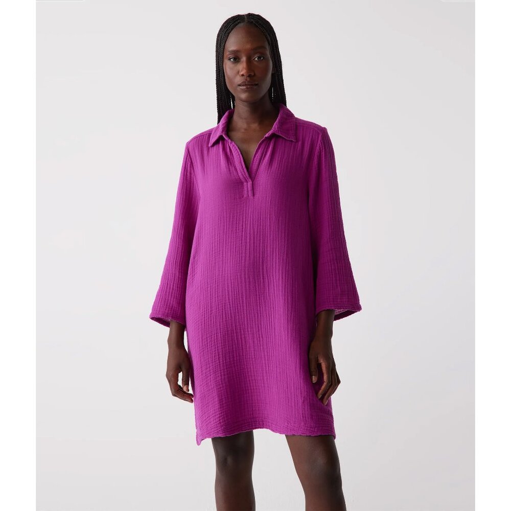 NEW Michael Stars Kini Tunic Dress Cotton Double Gauze Ultraviolet Purple Small